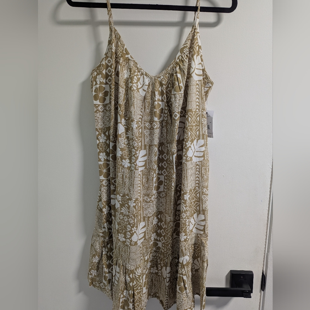 Billabong Floral Tan and White Mini Dress